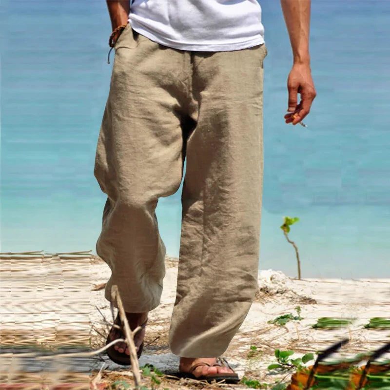 Linen Straight Leg Trousers for Men