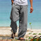 Linen Straight Leg Trousers for Men - Gray