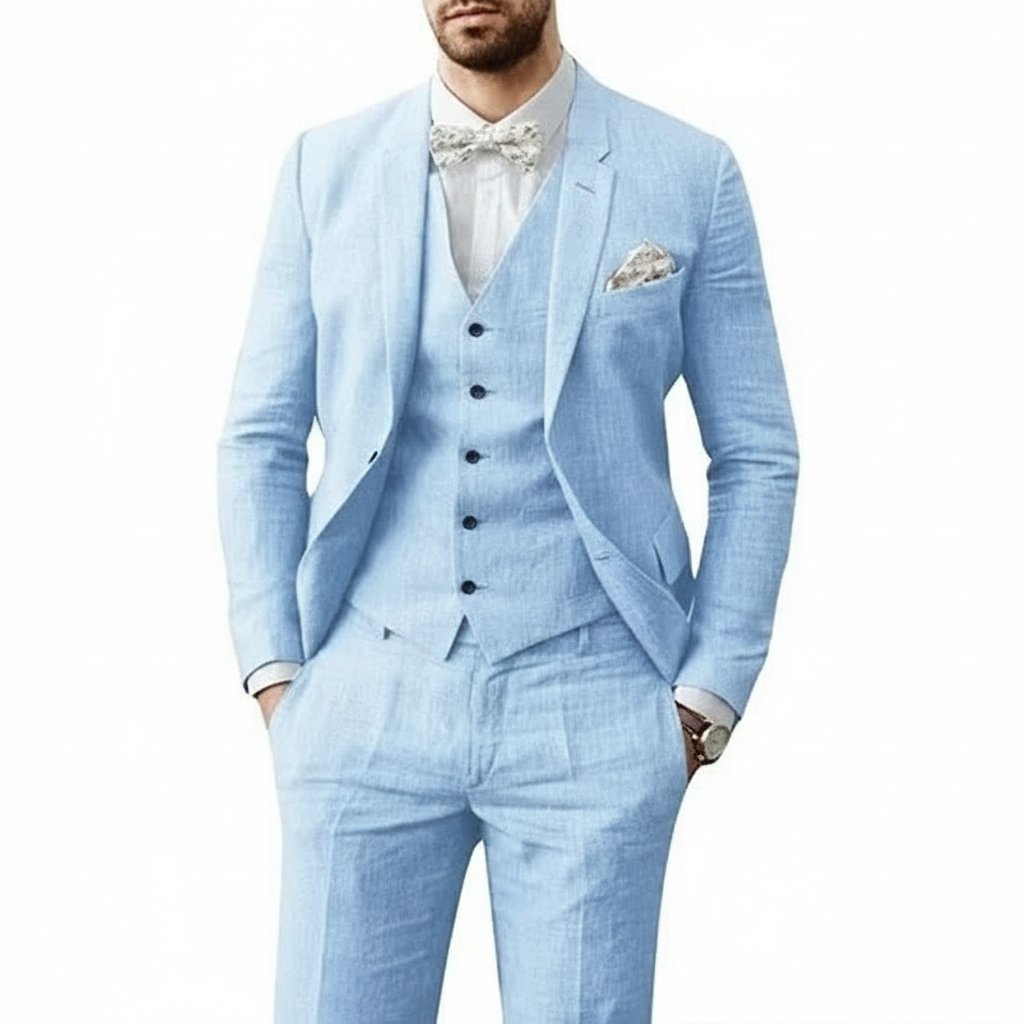 Linen Three-Piece Suit Set for Men