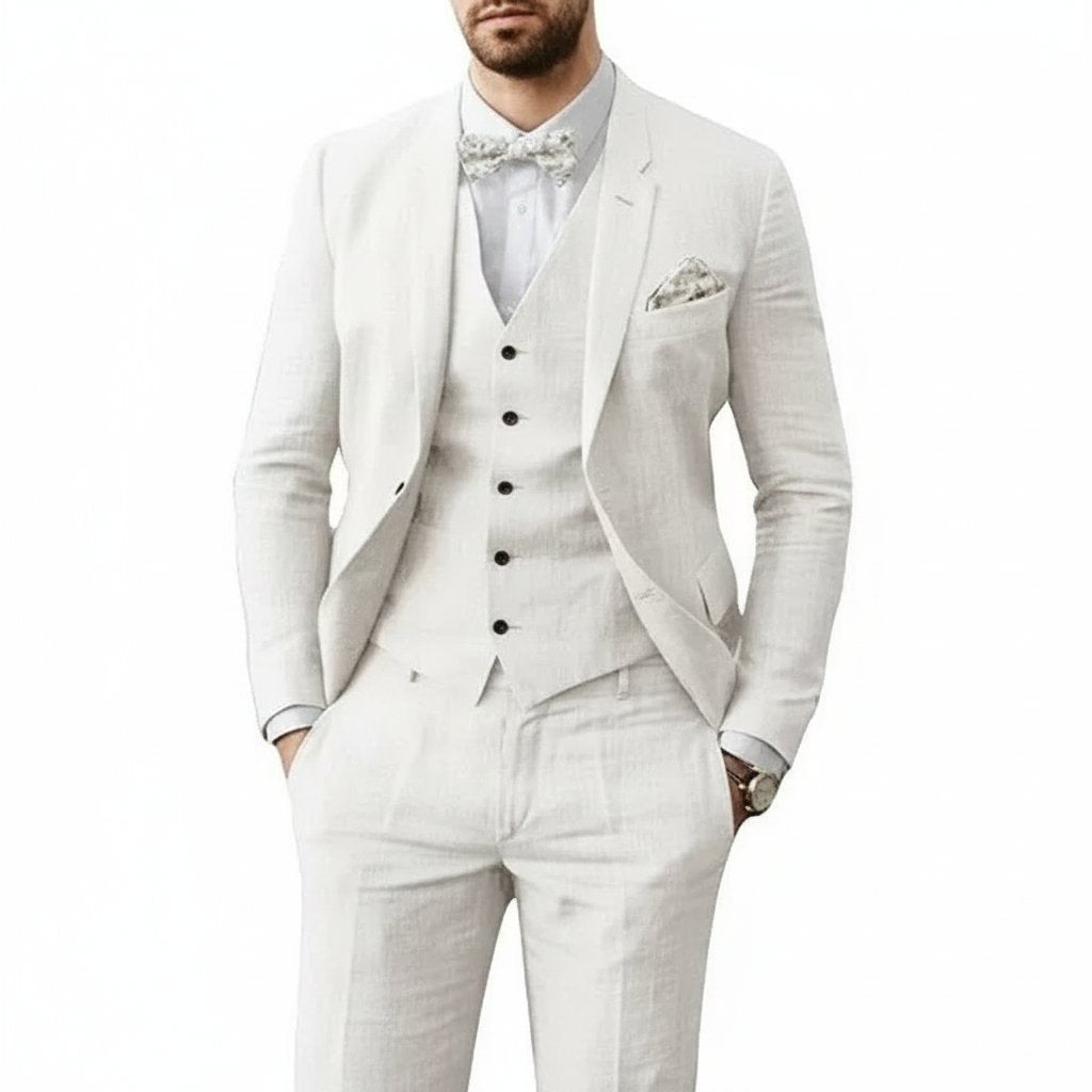 Linen Three-Piece Suit Set for Men
