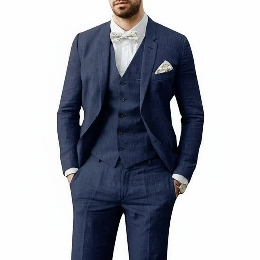 Linen Three-Piece Suit Set for Men