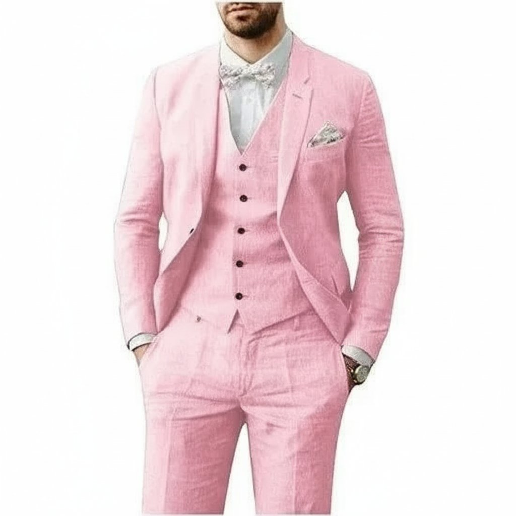 Linen Three-Piece Suit Set for Men