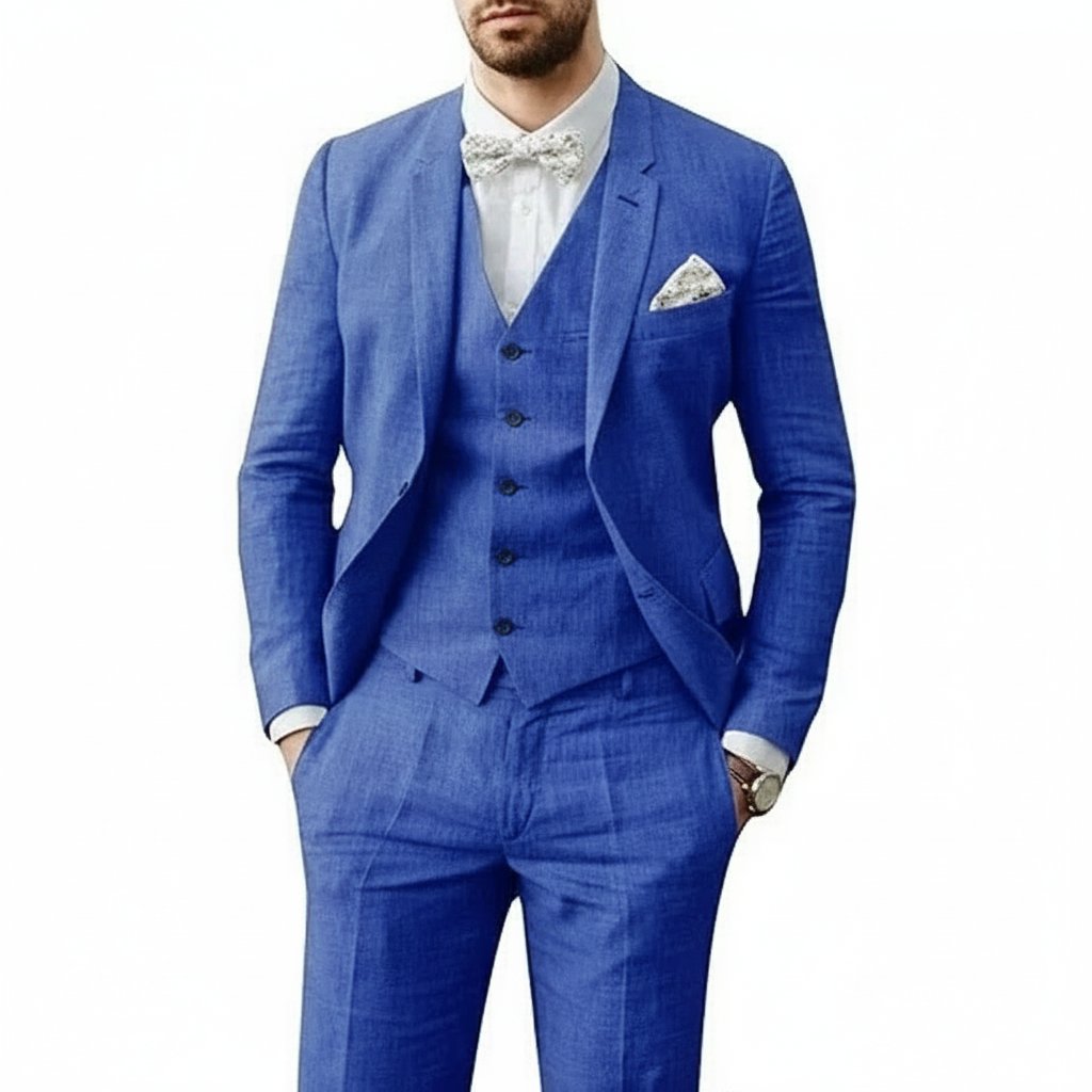 Linen Three-Piece Suit Set for Men