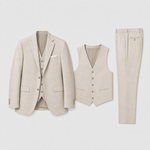 Linen Three-Piece Suit with Waistcoat for Men