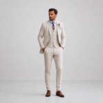 Linen Three-Piece Suit with Waistcoat for Men