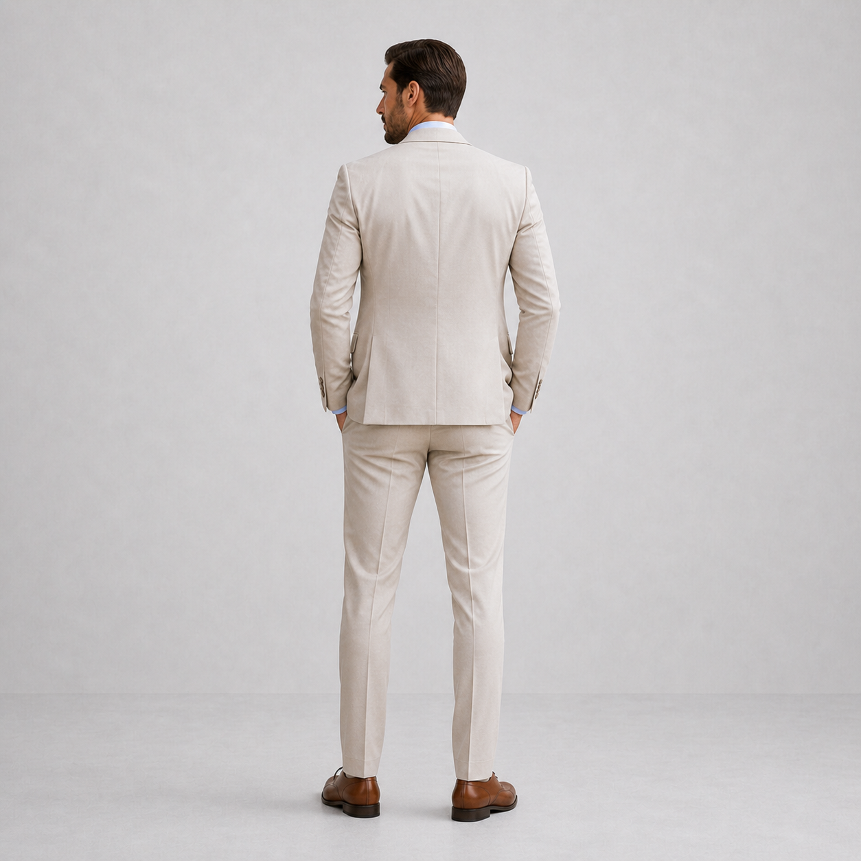 Linen Three-Piece Suit with Waistcoat for Men