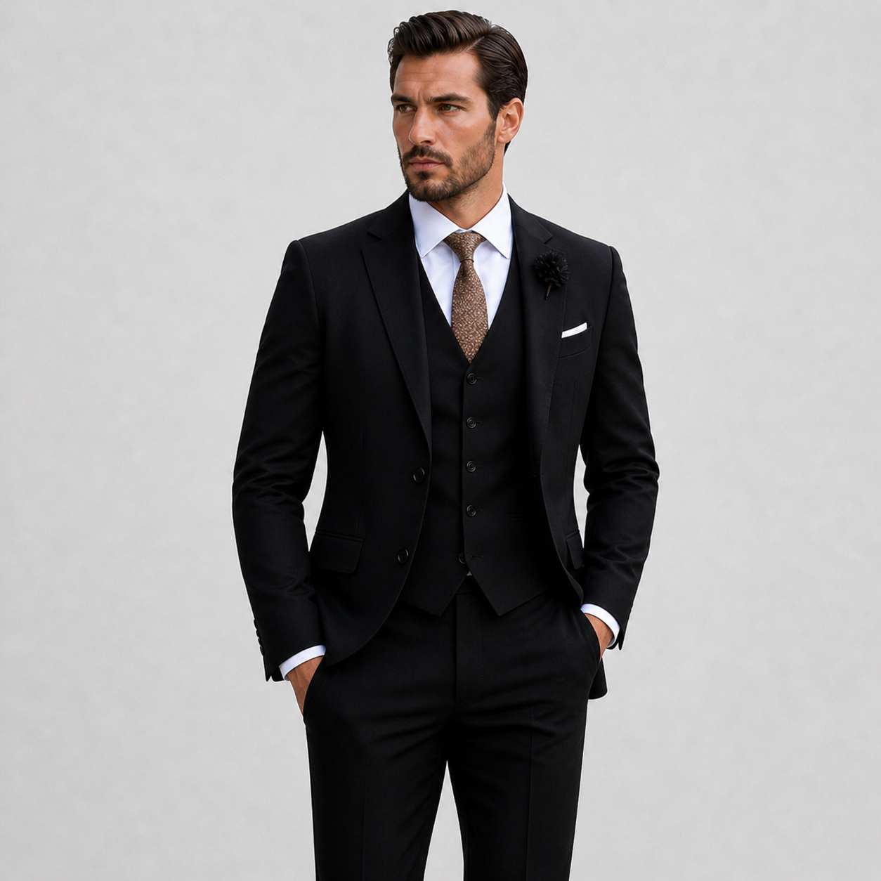 Linen Three-Piece Suit with Waistcoat for Men