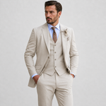 Linen Three-Piece Suit with Waistcoat for Men