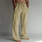 Linen Wide Leg Trousers for Men - Khaki