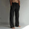 Linen Wide Leg Trousers for Men - Black