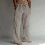 Linen Wide Leg Trousers for Men - Gray