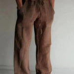 Linen Wide Leg Trousers for Men - Brown