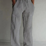 Linen Wide Leg Trousers for Men - Charcoal