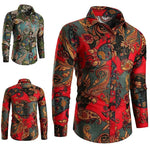 Long Sleeve Button-Down Paisley Shirt for Men - View 2