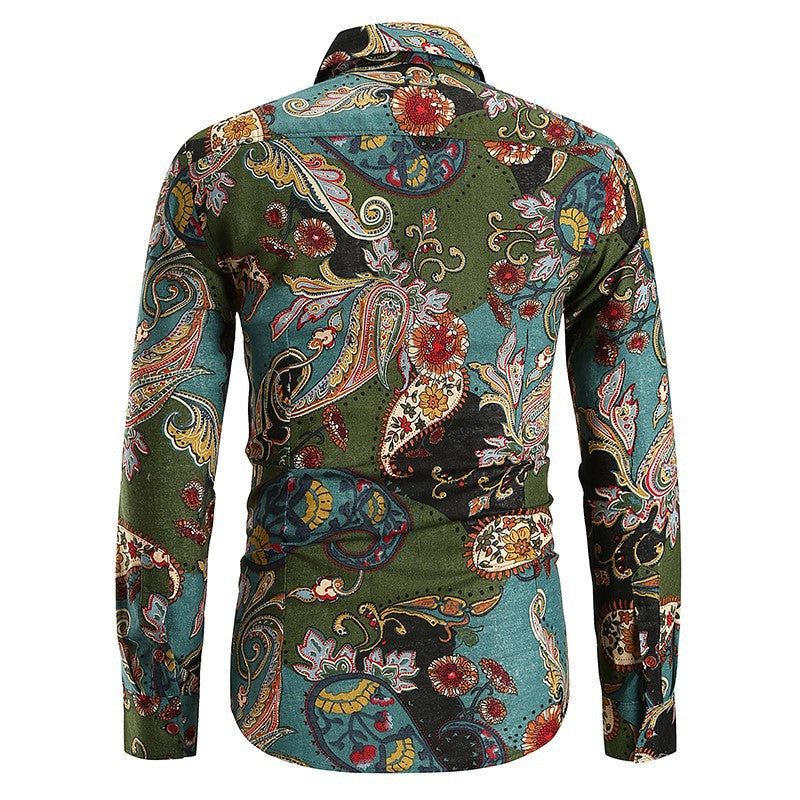 Long Sleeve Button-Down Paisley Shirt for Men - View 5