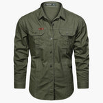 Long Sleeve Button-Down Shirt with Chest Pockets for Men