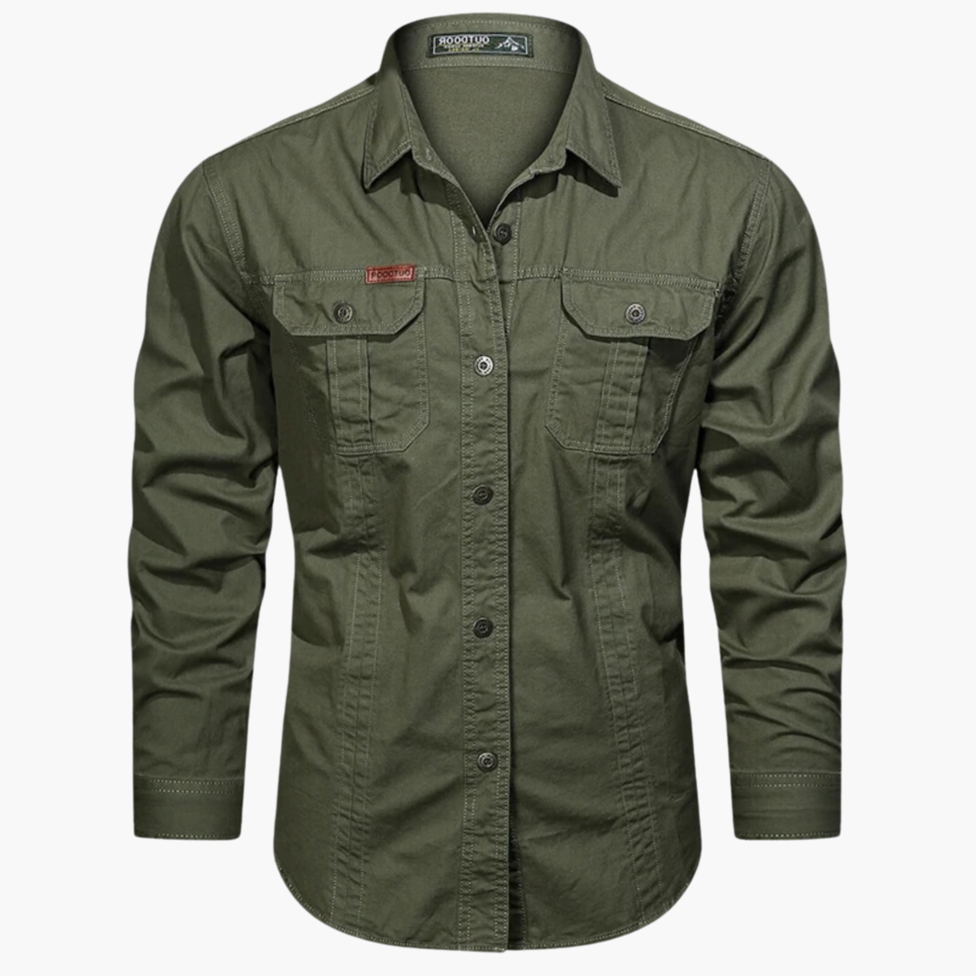 Long Sleeve Button-Down Shirt with Chest Pockets for Men