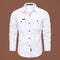 Long Sleeve Button-Down Shirt with Chest Pockets for Men - White