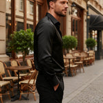Long Sleeve Button-Down Silk Shirt for Men - View 2
