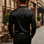 Long Sleeve Button-Down Silk Shirt for Men - View 3