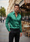 Long Sleeve Button-Down Silk Shirt for Men - Aqua Green