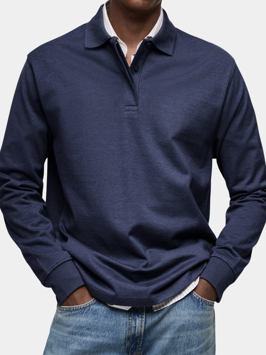 Long Sleeve Collared Polo Shirt for Men