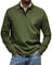 Long Sleeve Collared Polo Shirt for Men - Military Green
