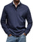 Long Sleeve Collared Polo Shirt for Men - Navy Blue
