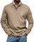 Long Sleeve Collared Polo Shirt for Men - Khaki