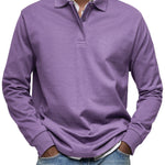 Long Sleeve Collared Polo Shirt for Men - Purple