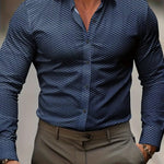 Long Sleeve Geometric Patterned Button-Down Shirt for Men