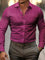 Long Sleeve Geometric Patterned Button-Down Shirt for Men - Dark Red