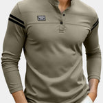 Long Sleeve Henley Polo Shirt for Men