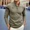 Long Sleeve Henley Polo Shirt for Men - Khaki