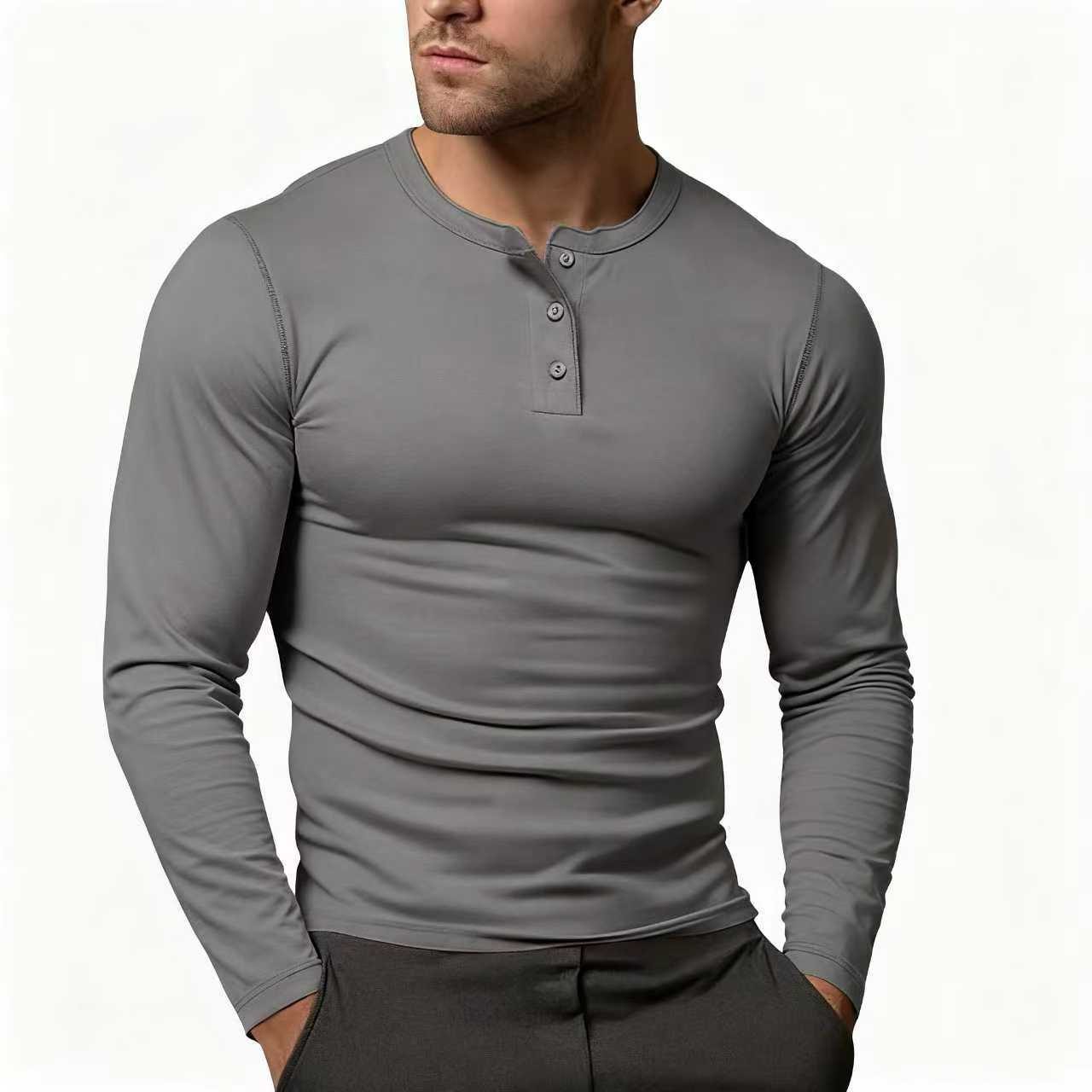 Long Sleeve Henley Shirt for Men