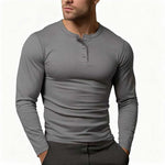Long Sleeve Henley Shirt for Men - Charcoal