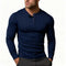 Long Sleeve Henley Shirt for Men - Navy