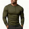 Long Sleeve Henley Shirt for Men - Olive Green