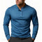 Long Sleeve Henley Shirt for Men - Denim Blue