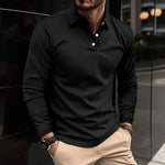 Long Sleeve Polo Shirt for Men - Black