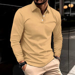 Long Sleeve Polo Shirt for Men - Khaki