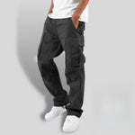 Loose Fit Cargo Trousers with Utility Pockets for Men - Dark Grey