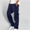 Loose Fit Cargo Trousers with Utility Pockets for Men - Dark Blue
