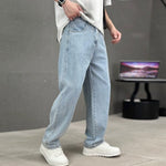 Loose Fit Straight Leg Jeans for Men - Light Blue