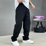 Loose Fit Straight Leg Jeans for Men - Black