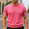 Crew Neck Short Sleeve Merino Cashmere Shirt for Men - Pink