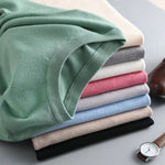Crew Neck Short Sleeve Merino Cashmere Shirt for Men - View 9