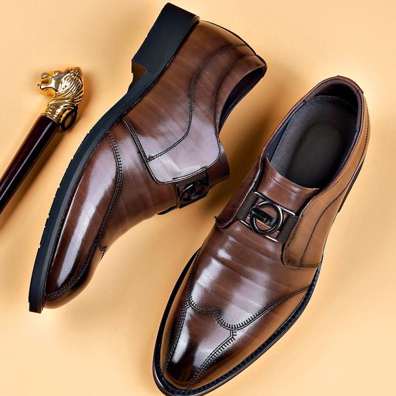 Monk Strap Pointed Toe Loafers for Men - Brown