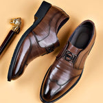Monk Strap Pointed Toe Loafers for Men - Brown