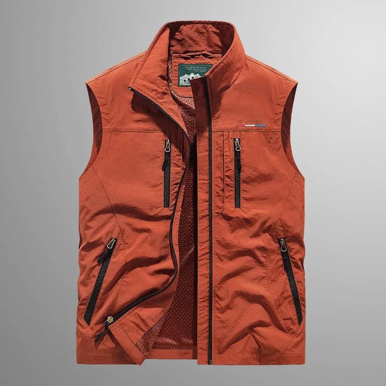 Multi-Pocket Zip-Up Vest for Men